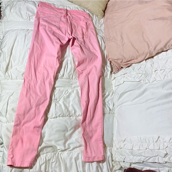 Bright Baby Pink Flying Monkey Ankle Skinny Jeans Jegging 28 9 Buckle - Picture 4 of 8